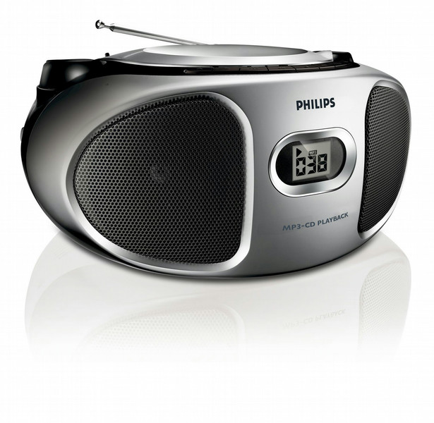 Philips AZ302S/77 2Вт Черный, Cеребряный домашний музыкальный центр