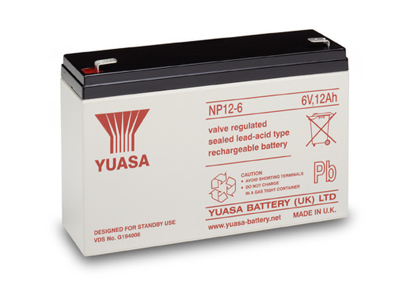 Yuasa NP12-6 Sealed Lead Acid (VRLA) 12000mAh 6V rechargeable battery