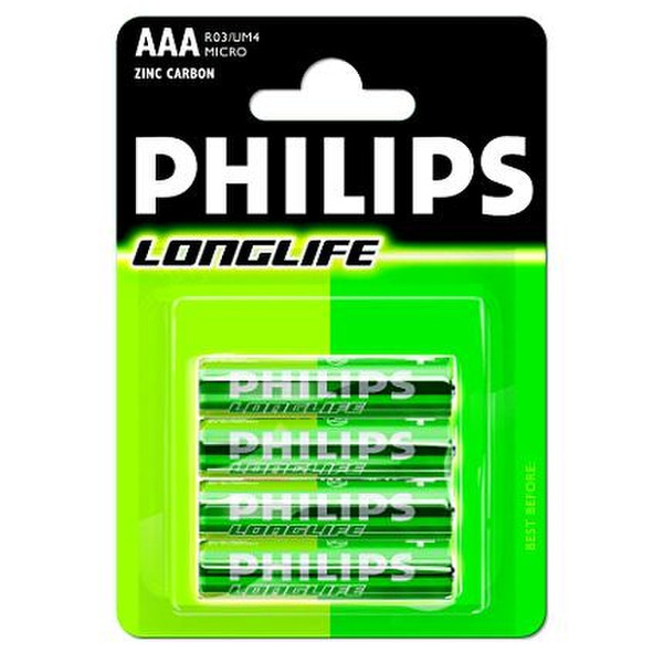 Philips LongLife AAA Угольно-цинковой 1.5В батарейки