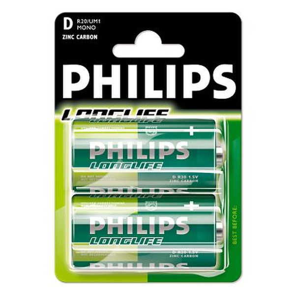 Philips LongLife D Угольно-цинковой 1.5В батарейки
