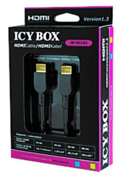 ICY BOX IB-HD102 2м HDMI HDMI Черный HDMI кабель