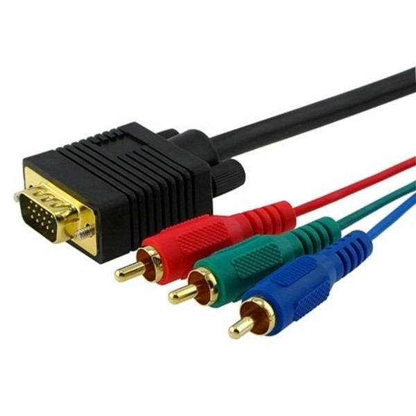 Generic A12495 1.83m 3 x RCA VGA (D-Sub) Schwarz Videokabel-Adapter