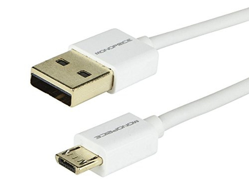 Monoprice 109763 1m Micro-USB A USB A White USB cable