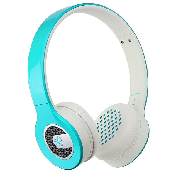 JLab SUPRA-BLU-BOX Kopfband Binaural Verkabelt Blau, Weiß Mobiles Headset