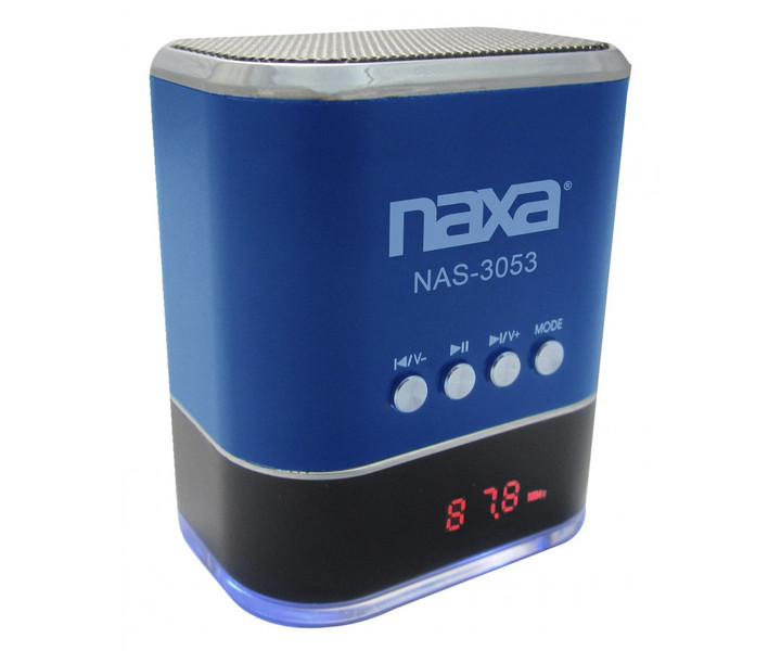 Naxa NAS3053 Stereo 1.3W Cube Black,Blue