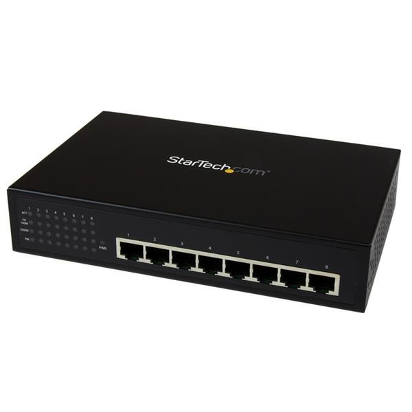 StarTech.com IES81000POE Неуправляемый Gigabit Ethernet (10/100/1000) Power over Ethernet (PoE) Черный сетевой коммутатор