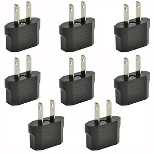 Generic 8x European to USA American Outlet Plug Adapter Black power plug adapter