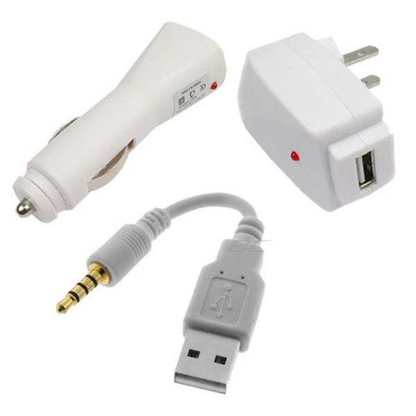 Generic 3-in-1 USB Sync & Charge Cable + USB Car Charger + USB Home Travel Charger Universal Weiß
