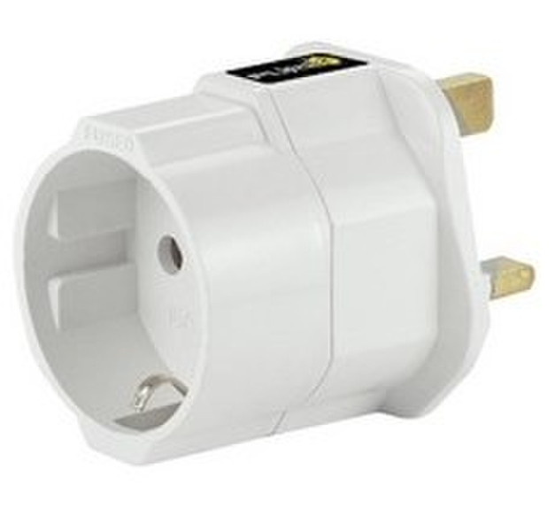 Pure 16001034 Type C (Europlug) Type D (UK) White power plug adapter