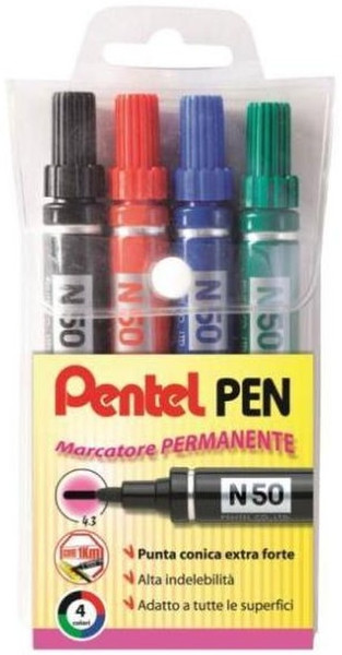 Pentel N50 Schwarz, Blau, Grün, Rot 4Stück(e) Marker