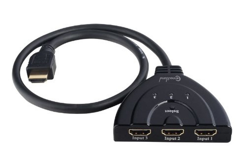 Connectland DS-HDMI-3P-0301D HDMI 3x HDMI Черный кабельный разъем/переходник