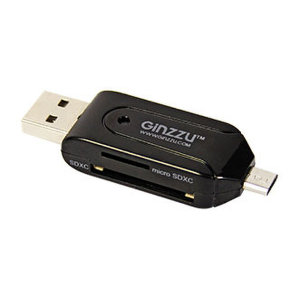 Ginzzu GR-583UB USB 2.0/Micro-USB Черный устройство для чтения карт флэш-памяти