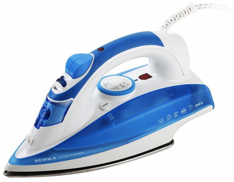 Supra IS-9700 Dry & Steam iron Stainless Steel soleplate 2000W Blue,White iron
