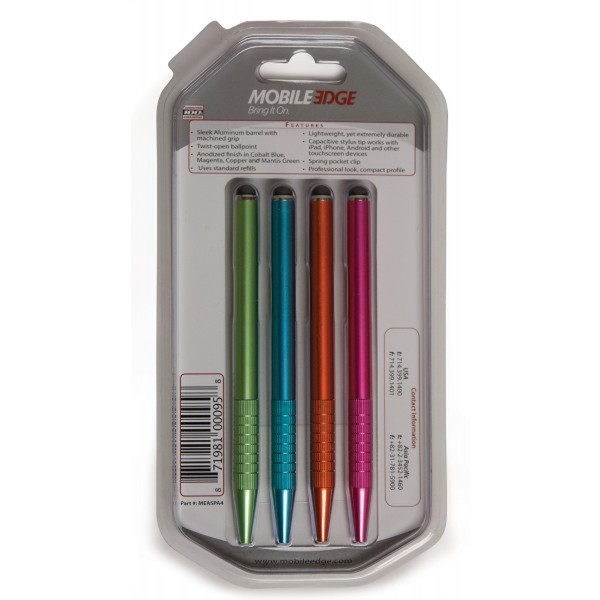 Mobile Edge MEASPA4 Blue,Green,Orange,Pink stylus pen