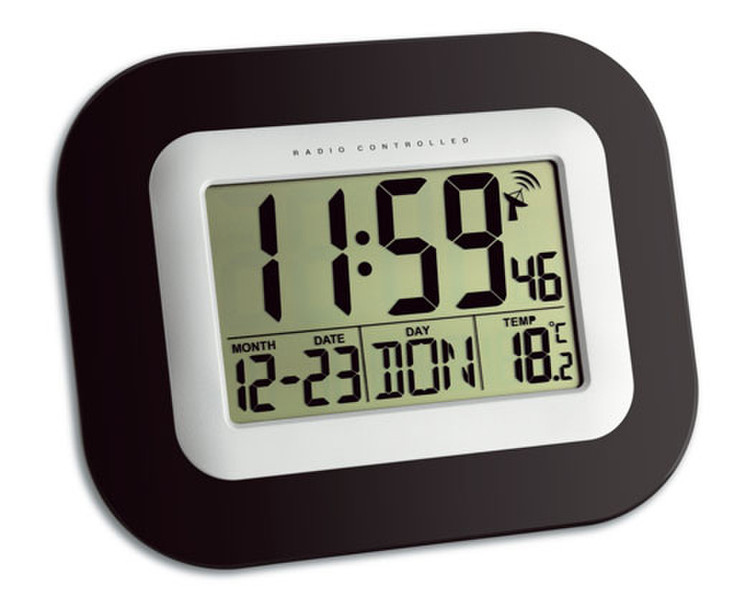 TFA Funk-Wanduhr Digital alarm clock Черный
