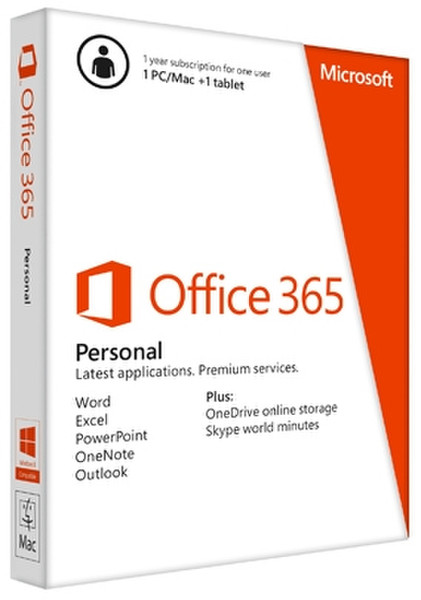 Microsoft Office 365 Personal 1user(s) 1year(s) English