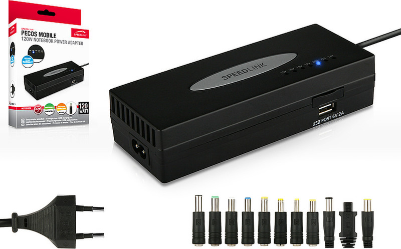 SPEEDLINK Notebook Power Adapter, 120 Watt Black power adapter/inverter