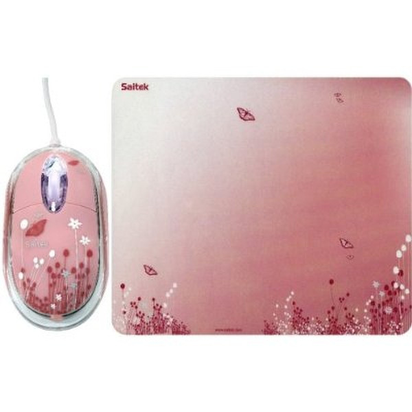 Saitek Expressions Mouse + Mat USB Optisch 800DPI Pink Maus