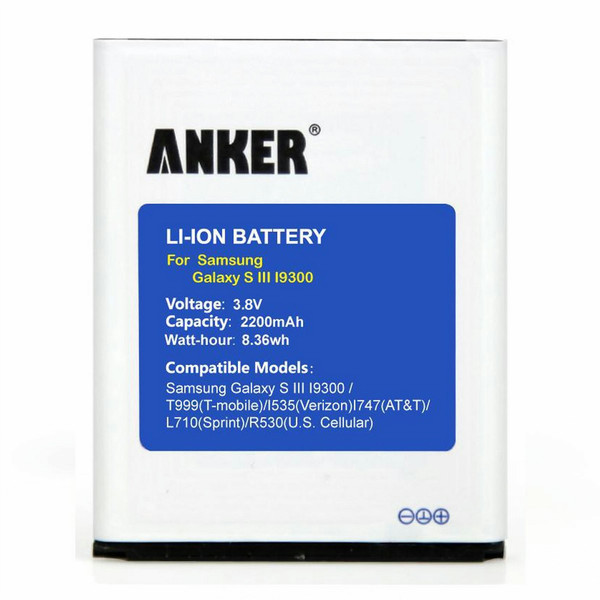Anker AK-70SMI9300-S12P1NA Lithium-Ion 2200mAh 3.8V rechargeable battery