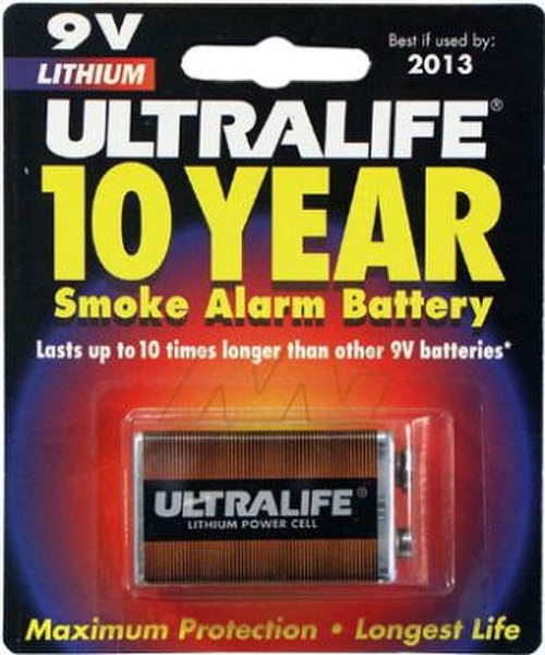 Ultralife Lithium-Manganese 9V Nickel-Oxyhydroxide (NiOx) 9V non-rechargeable battery