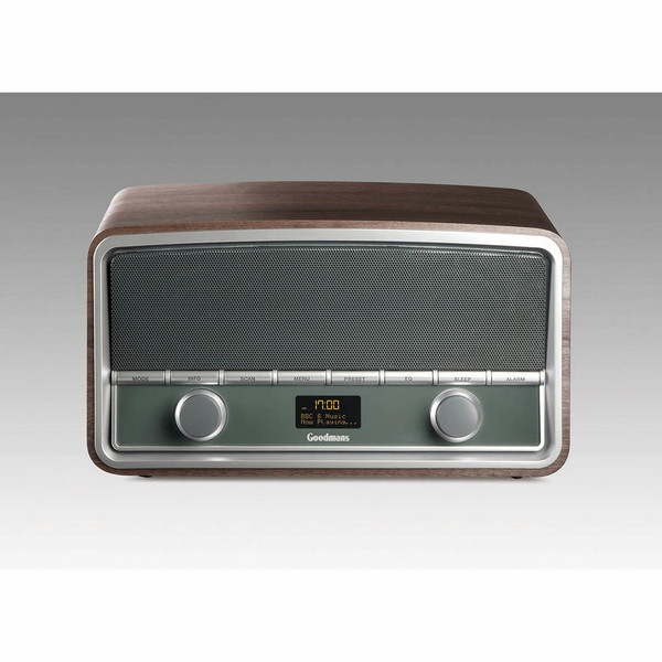 Goodmans GSR1889DABBTW Часы Цифровой Металлический, Деревянный радиоприемник