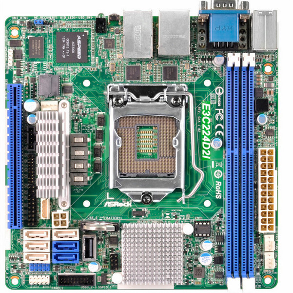 Asrock E3C224D2I Intel C224 Socket H3 (LGA 1150) Mini ITX Server-/Workstation-Motherboard