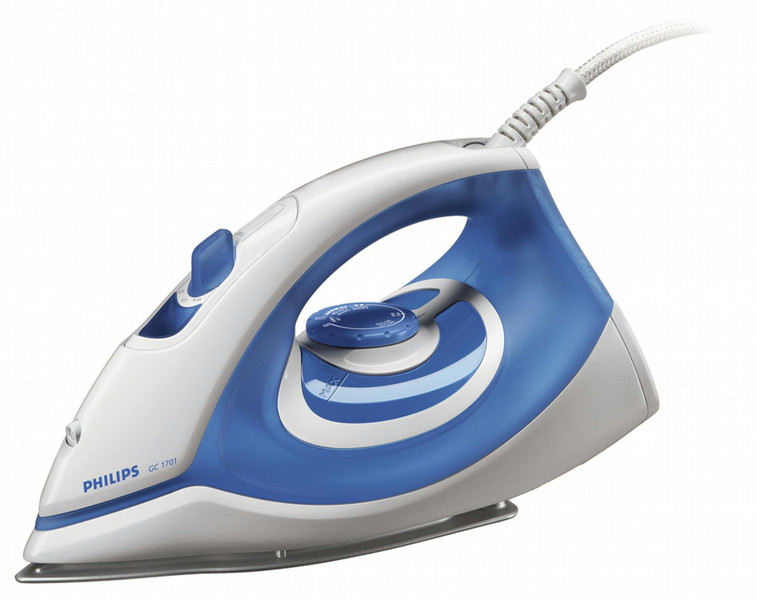 Philips 1700 series GC1701/03 Steam iron Aluminium soleplate 1400W Blue,White iron