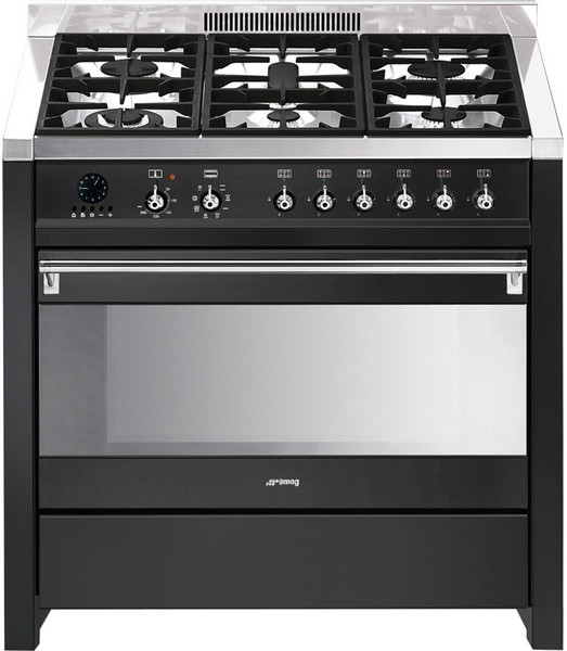 Smeg A1DN-7 Отдельностоящий Gas hob A Черный кухонная плита