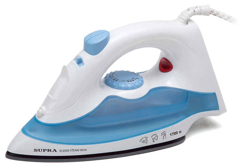 Supra IS-0500 Dry & Steam iron Ceramic soleplate 1700W Blue,White iron