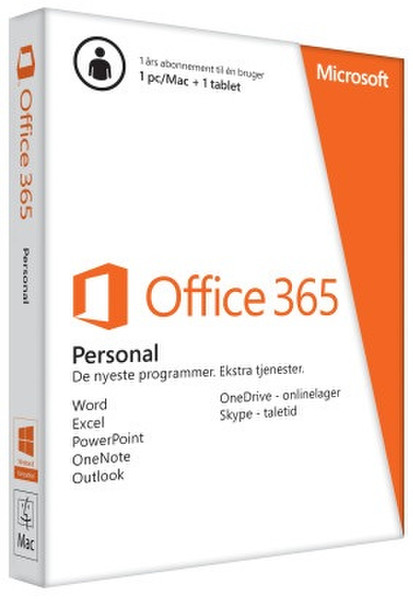 Microsoft Office 365 Personal 1Benutzer 1Jahr(e) DAN