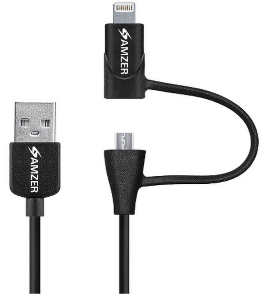 Amzer AMZ96815 1м Micro-USB A Lightning Черный кабель USB