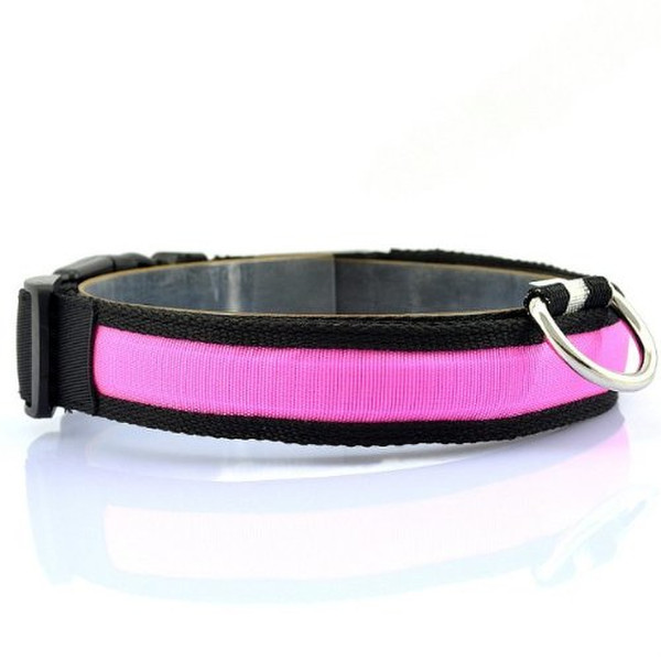 Goliton PET.08.LED.MXX.XPI Pink,Black Nylon Medium Dog pet collar