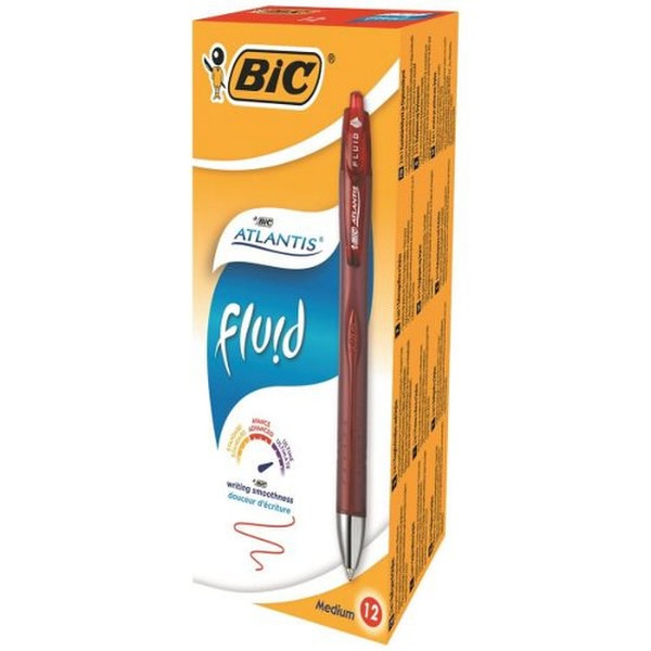 BIC ATLANTIS FLUID Средний Красный 12шт