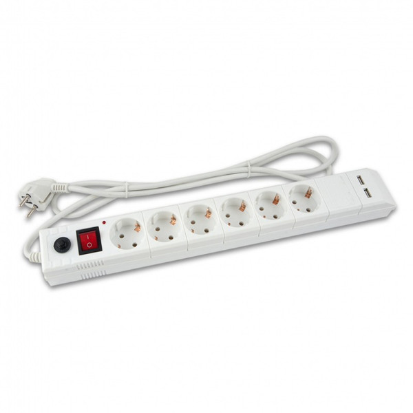 Buro BU-SP1.8_USB/W 6AC outlet(s) 220-230V 1.8m White surge protector