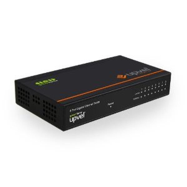 UPVEL US-8G Неуправляемый Gigabit Ethernet (10/100/1000) Черный сетевой коммутатор