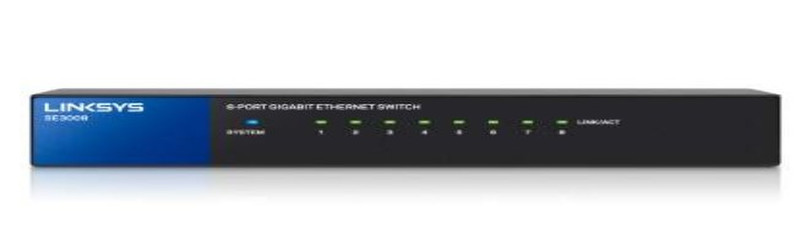 Linksys SE3008 Unmanaged network switch Gigabit Ethernet (10/100/1000) Black network switch