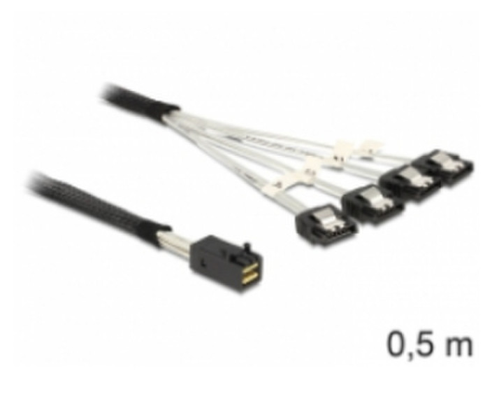 Mercodan SAS-kabel 0,5meter 4 x SFF-8643 han : 4xSATA 7 hun