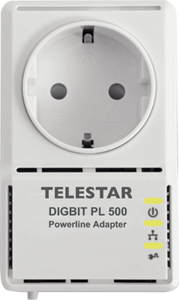 Telestar DIGIBIT PL 500 500Mbit/s Eingebauter Ethernet-Anschluss Weiß PowerLine Netzwerkadapter