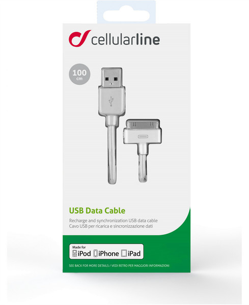 Cellularline USBDOCKCMFIIPH1 1м USB A Apple 30-p Белый кабель USB