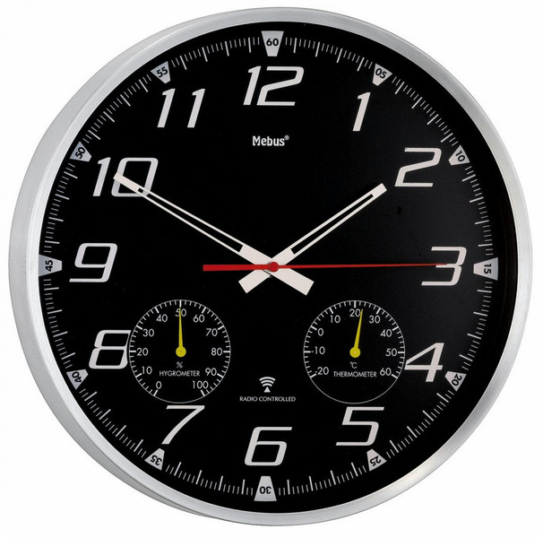Mebus 52660 Quartz wall clock Круг Черный, Cеребряный настенные часы