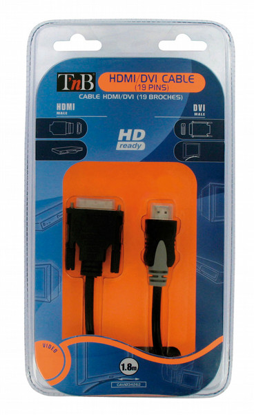 T'nB CAVI034262 1.8m HDMI DVI Schwarz Videokabel-Adapter