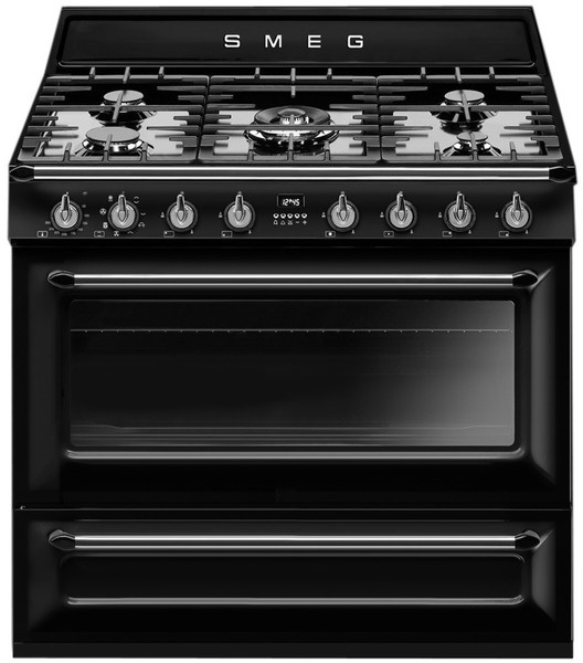 Smeg TR90BLD Freestanding Gas hob B Black cooker