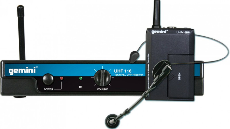 Gemini UHF-116HL Stage/performance microphone Беспроводной Черный микрофон