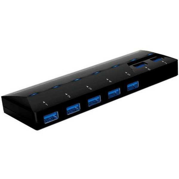 Techly USB 3.0 SuperSpeed Hub 7 ports Black (2 ports for charging mobile) IUSB3-HUB7