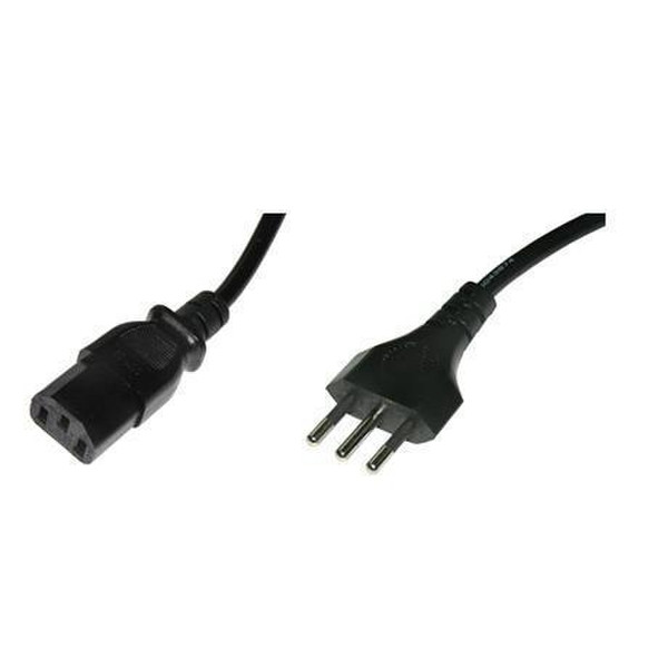 Nilox 2.0m CEI 23-16/VII - IEC C13 M/F 2m Power plug type L C13 coupler Black