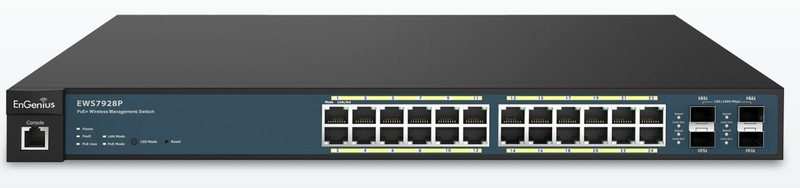 EnGenius EWS7928P Managed network switch L2 Gigabit Ethernet (10/100/1000) Energie Über Ethernet (PoE) Unterstützung 1U Schwarz, Blau Netzwerk-Switch