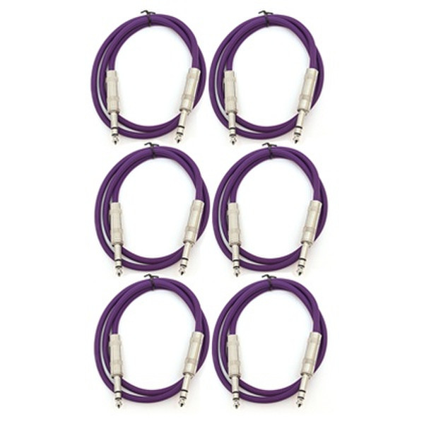 Seismic Audio SATRX-2PURPLE6 0.61m 6.35mm TRS 6.35mm TRS Purple