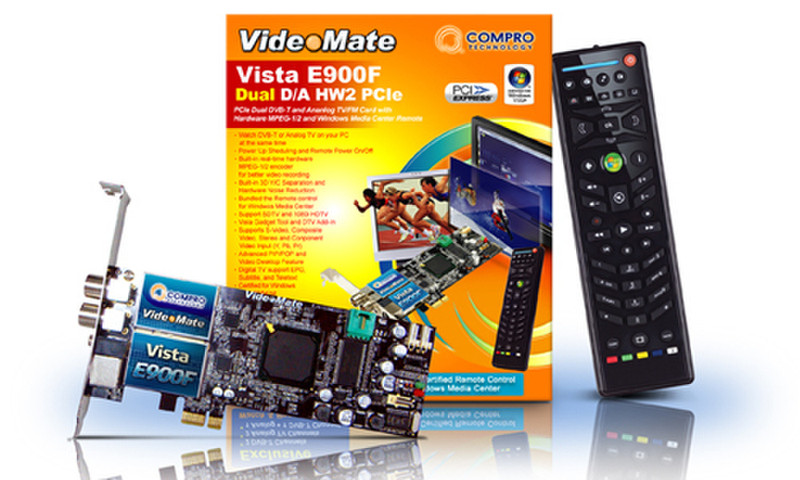 Compro VideoMate Vista E900F Eingebaut Analog,DVB-T PCI Express