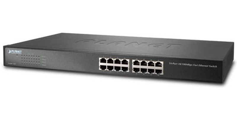 Planet FNSW-1601 Unmanaged Fast Ethernet (10/100) 1U Black network switch