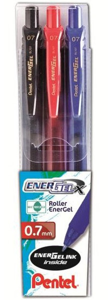 Pentel 0100740 Черный, Синий, Красный 3шт ручка-роллер